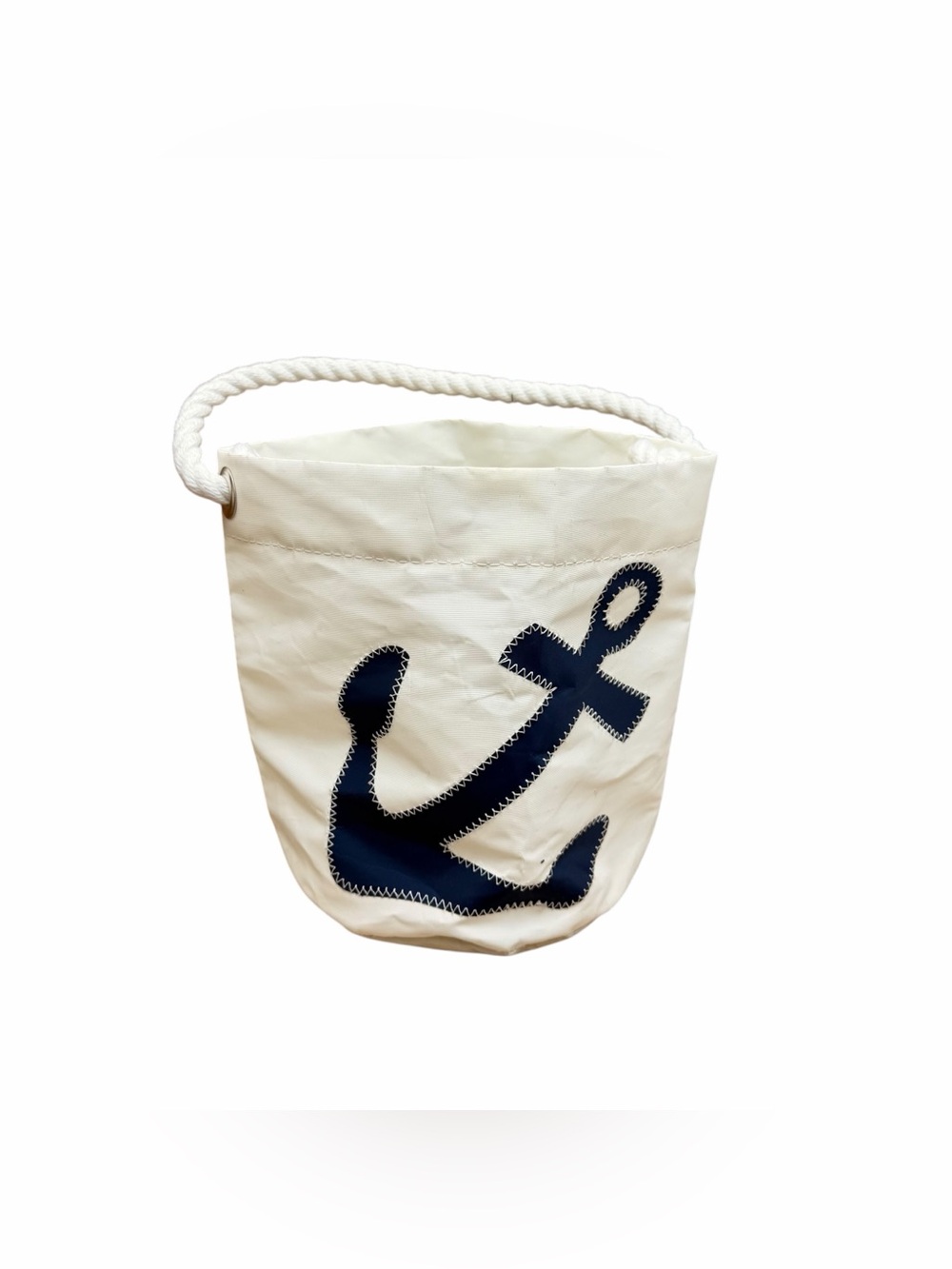Sea bags Nautical Anchor Rope Handle Canvas Bucket Bag - White & Navy